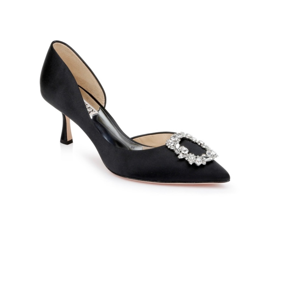 Badgley Mischka MP6701B | Fabia II Kitten Heels with Crystal Buckle